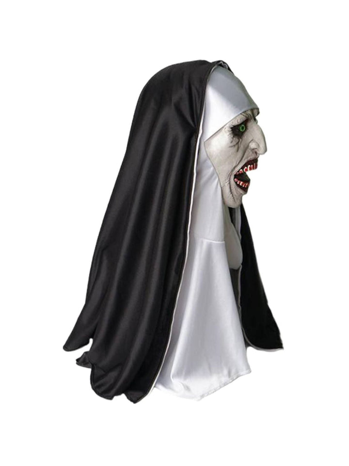 Masque de Nonne Effrayant D'Horreur Noire pour Adulte, Accessoire de Mascarade pour Halloween