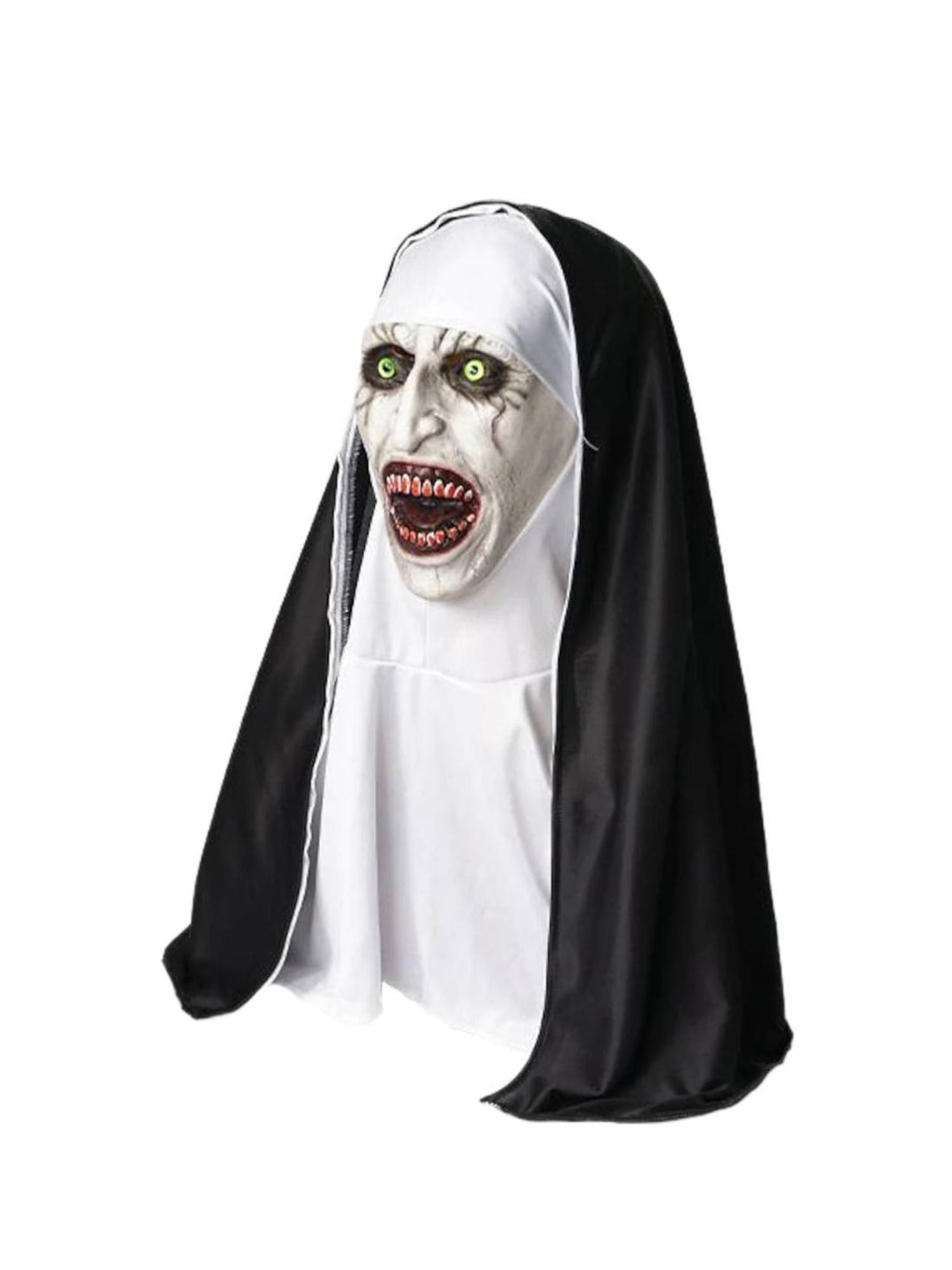 Masque de Nonne Effrayant D'Horreur Noire pour Adulte, Accessoire de Mascarade pour Halloween