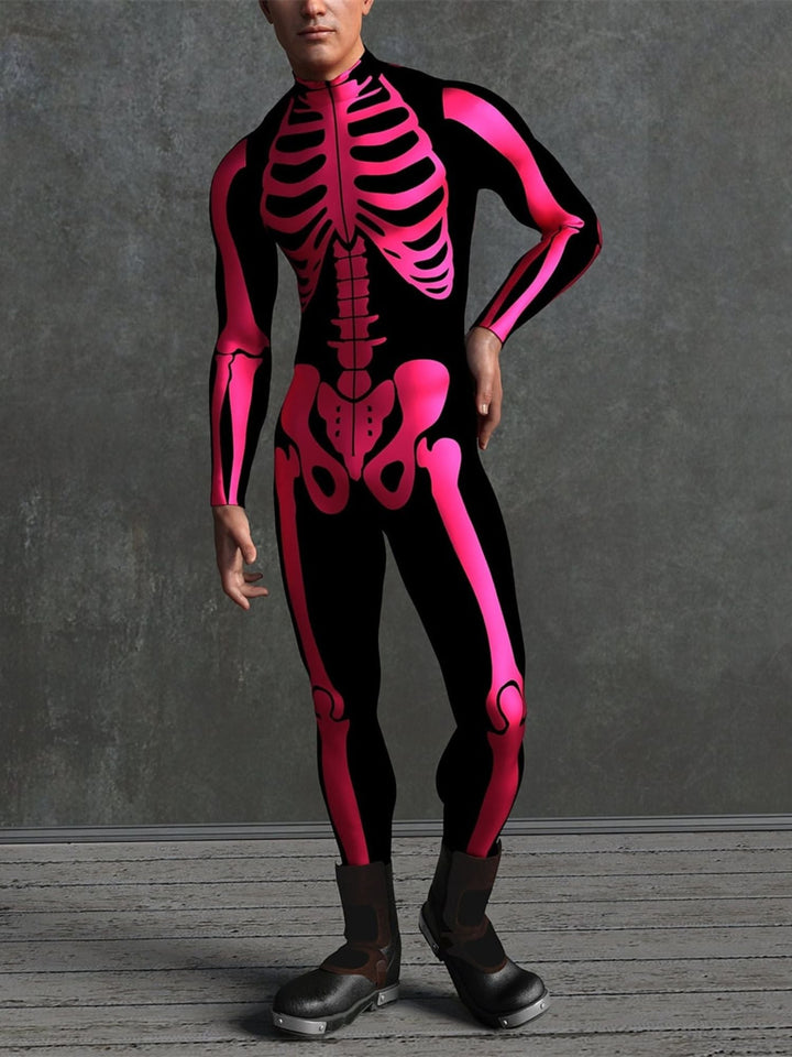 Costume de Cosplay Effrayant D'Halloween pour Adulte avec Tête de Mort et Combinaison Intégrale