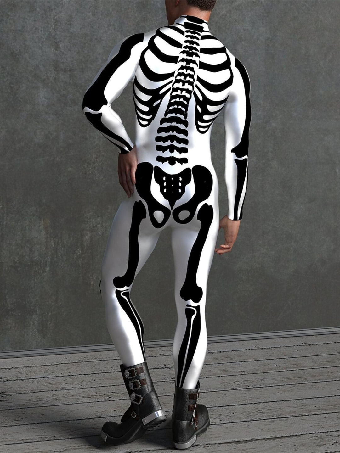 Costume de Cosplay Effrayant D'Halloween pour Adulte avec Tête de Mort et Combinaison Intégrale