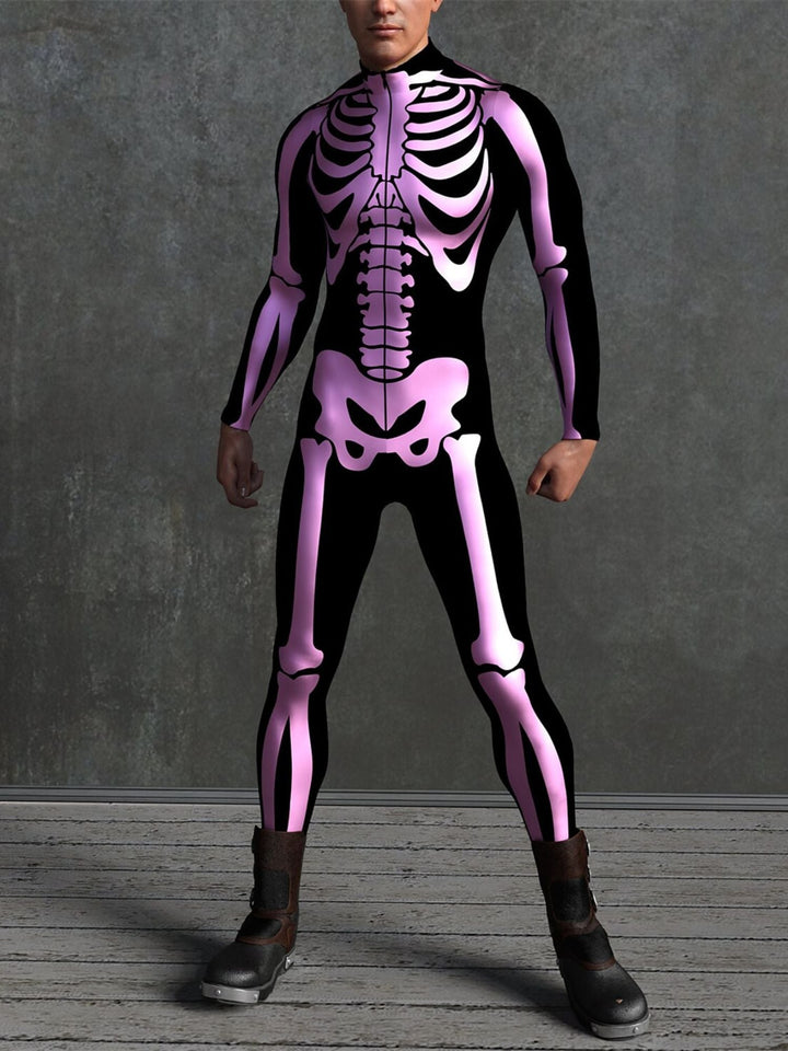 Costume de Cosplay Effrayant D'Halloween pour Adulte avec Tête de Mort et Combinaison Intégrale