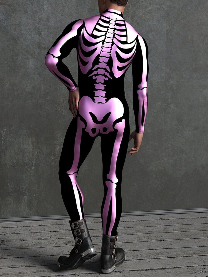 Costume de Cosplay Effrayant D'Halloween pour Adulte avec Tête de Mort et Combinaison Intégrale