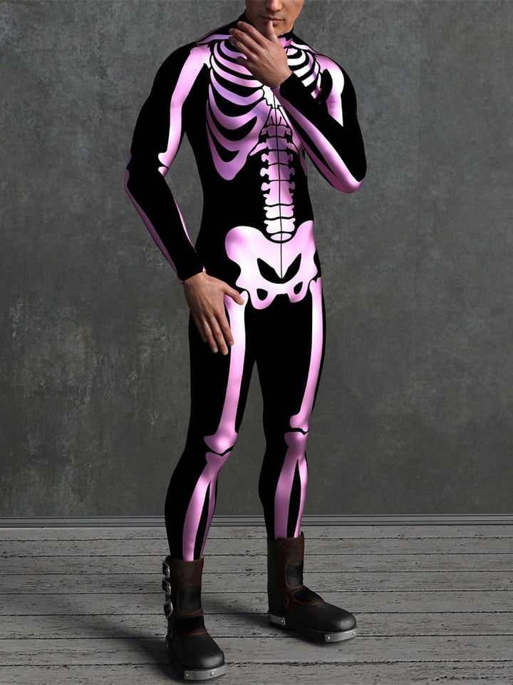 Costume de Cosplay Effrayant D'Halloween pour Adulte avec Tête de Mort et Combinaison Intégrale