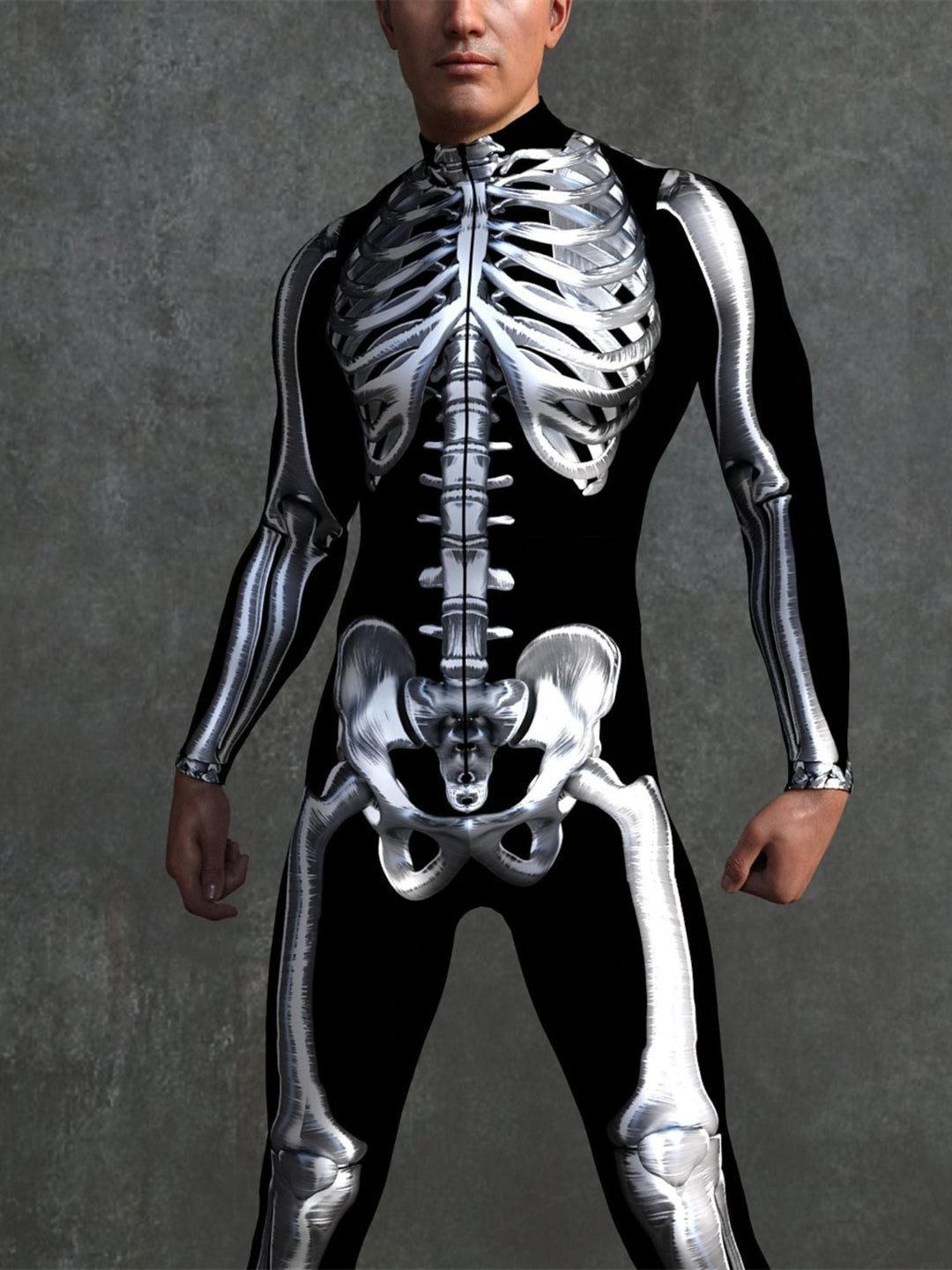 Costume de Cosplay Effrayant D'Halloween pour Adulte avec Tête de Mort et Combinaison Intégrale