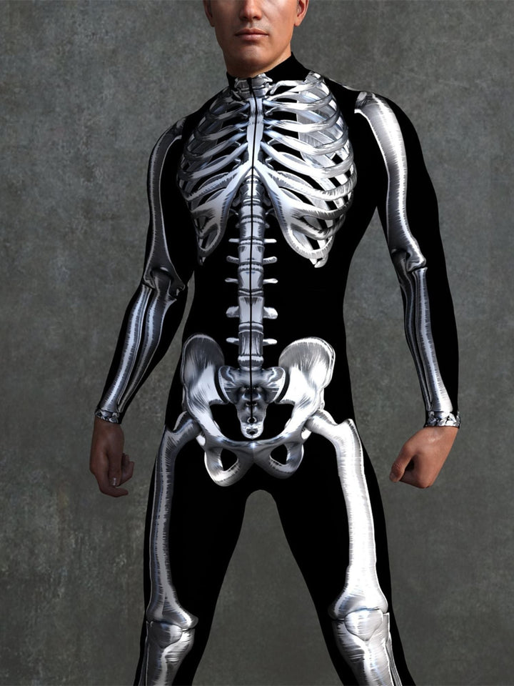 Costume de Cosplay Effrayant D'Halloween pour Adulte avec Tête de Mort et Combinaison Intégrale