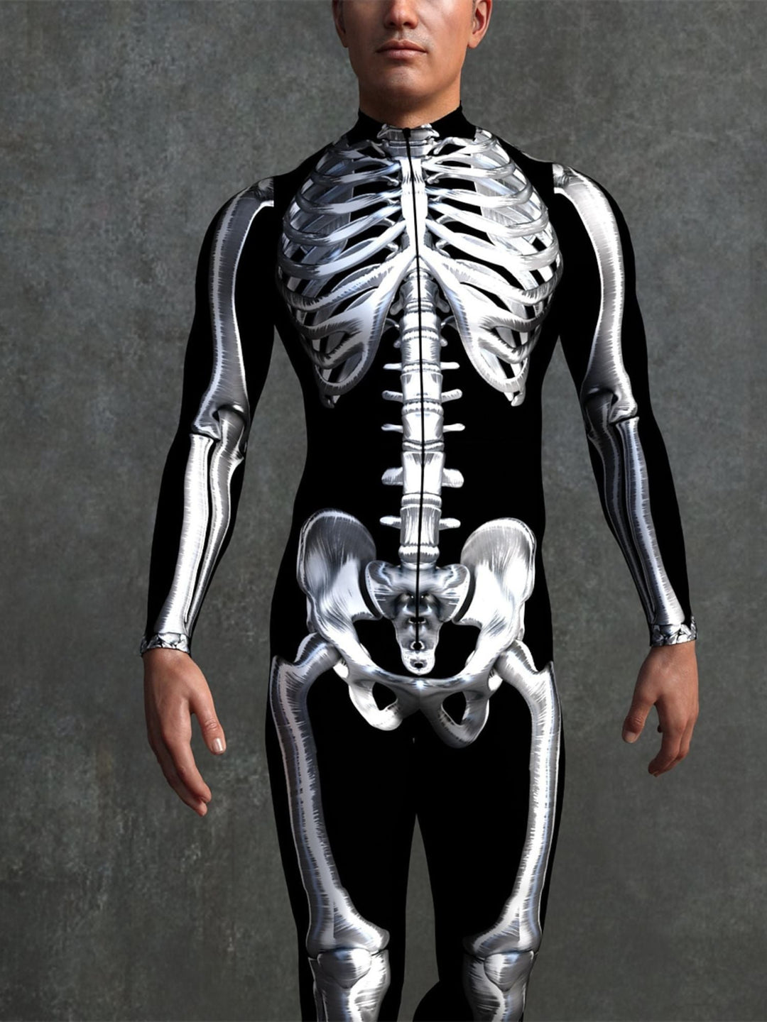 Costume de Cosplay Effrayant D'Halloween pour Adulte avec Tête de Mort et Combinaison Intégrale