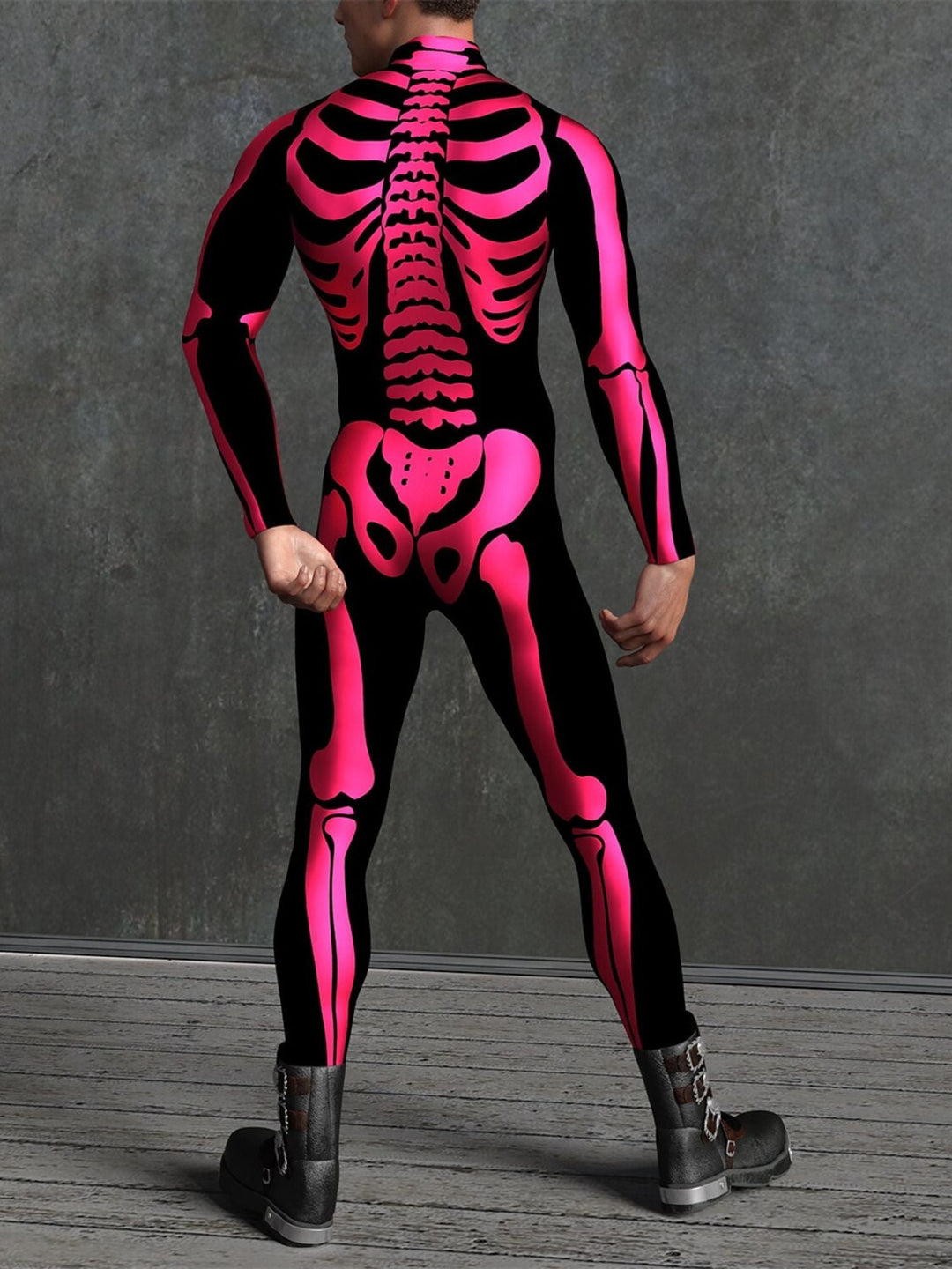 Costume de Cosplay Effrayant D'Halloween pour Adulte avec Tête de Mort et Combinaison Intégrale