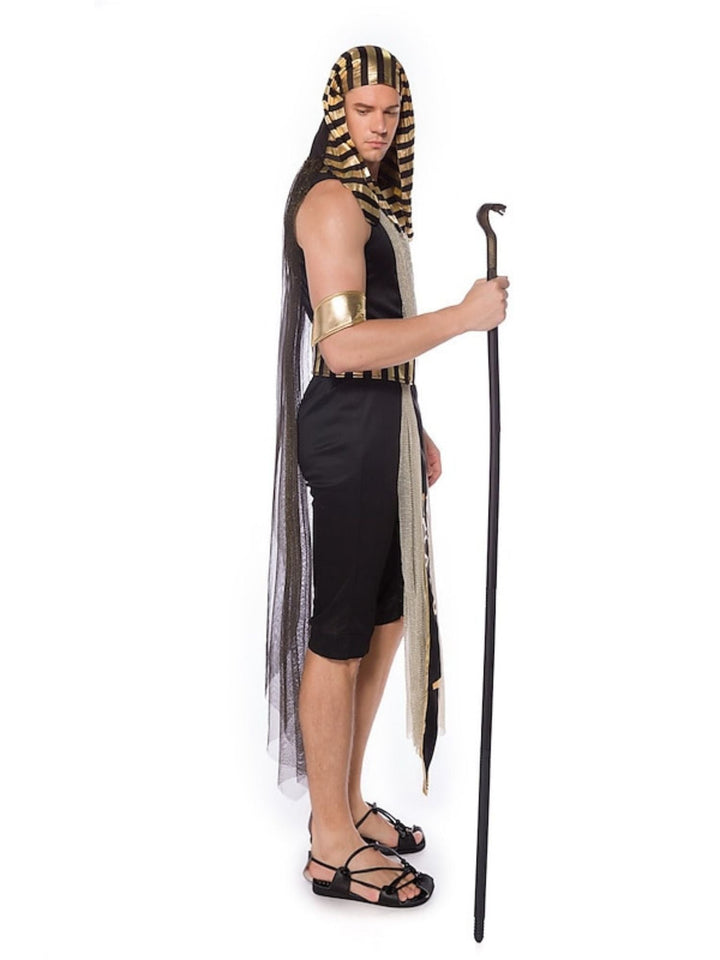 Costume de Couple de Pharaon Noir Simple pour Halloween, Ensemble de Mascarade de Cosplay