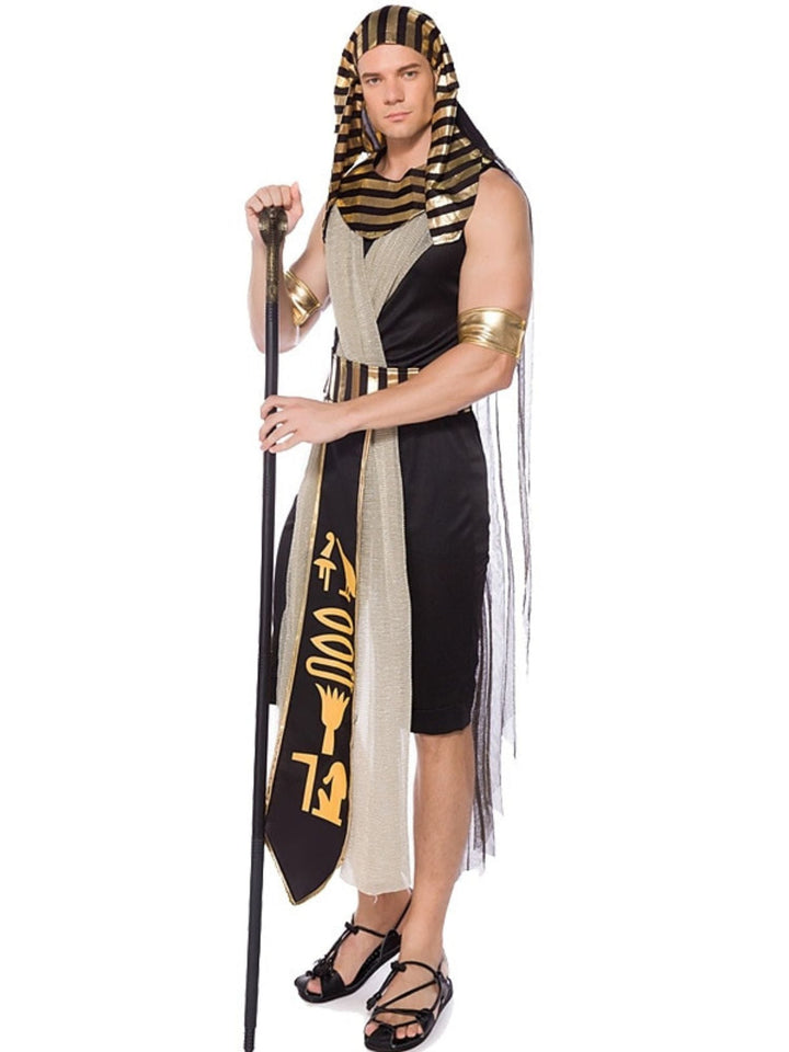 Costume de Couple de Pharaon Noir Simple pour Halloween, Ensemble de Mascarade de Cosplay