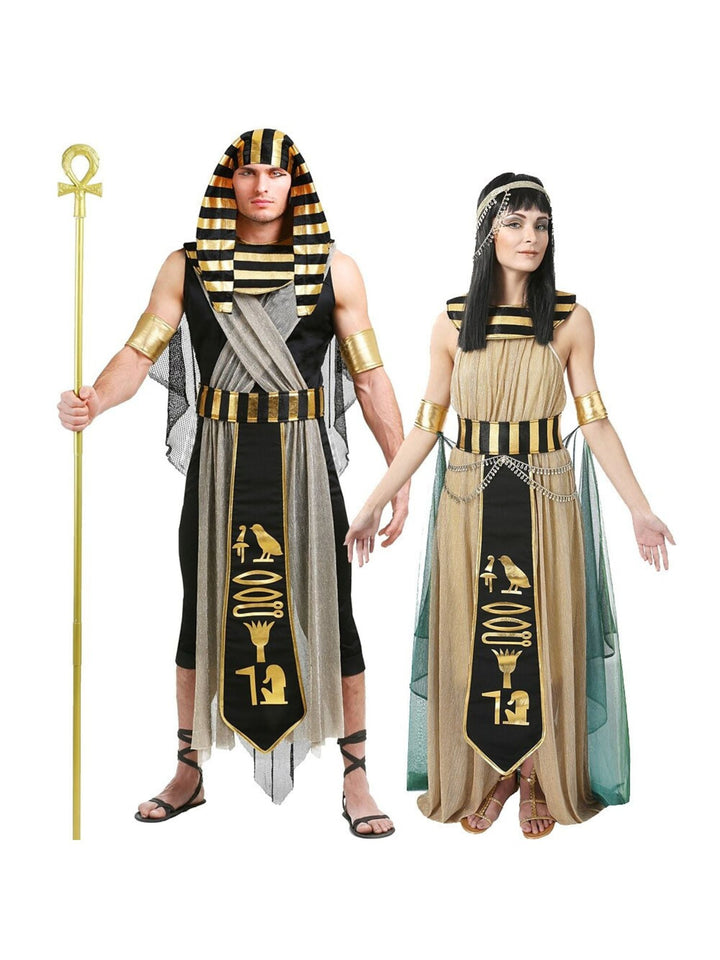 Costume de Couple de Pharaon Noir Simple pour Halloween, Ensemble de Mascarade de Cosplay