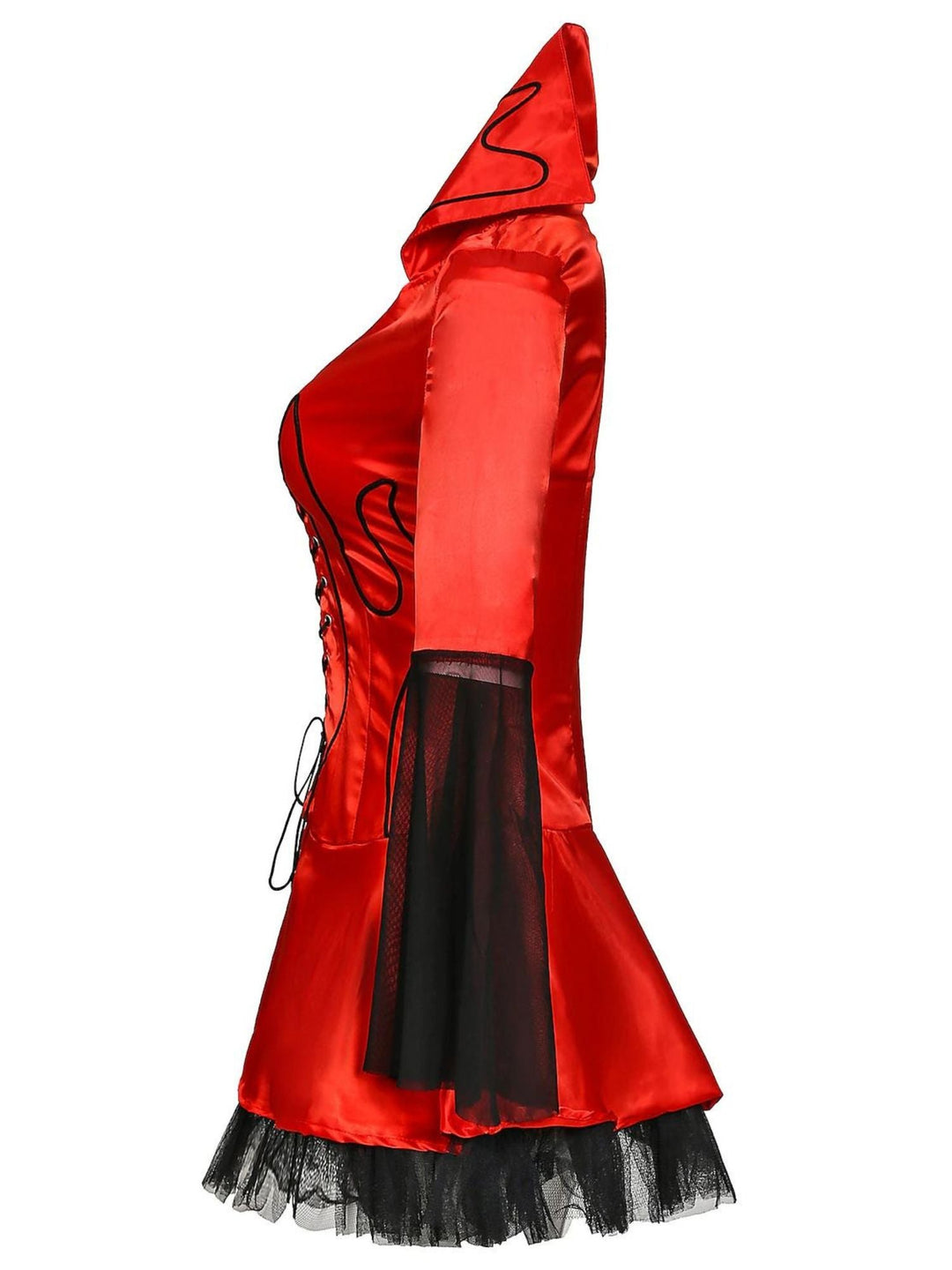 Ensemble de Robe de Costume Mini Sexy et Mignon à Bretelles et Col en V et Manches Mi-Longues pour Halloween