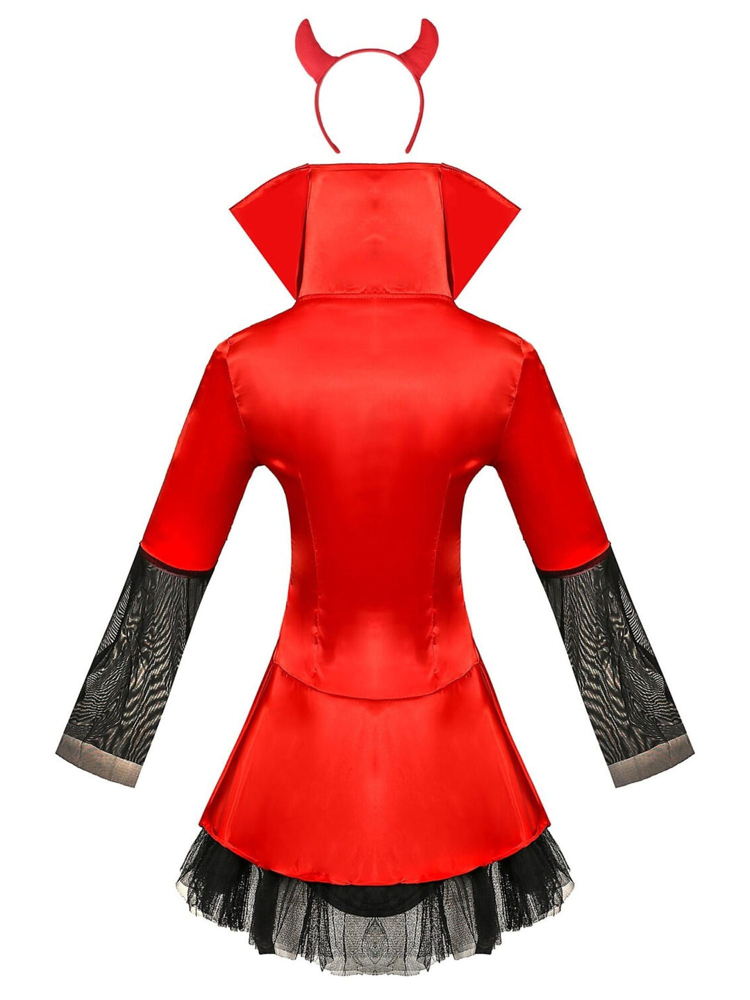 Ensemble de Robe de Costume Mini Sexy et Mignon à Bretelles et Col en V et Manches Mi-Longues pour Halloween