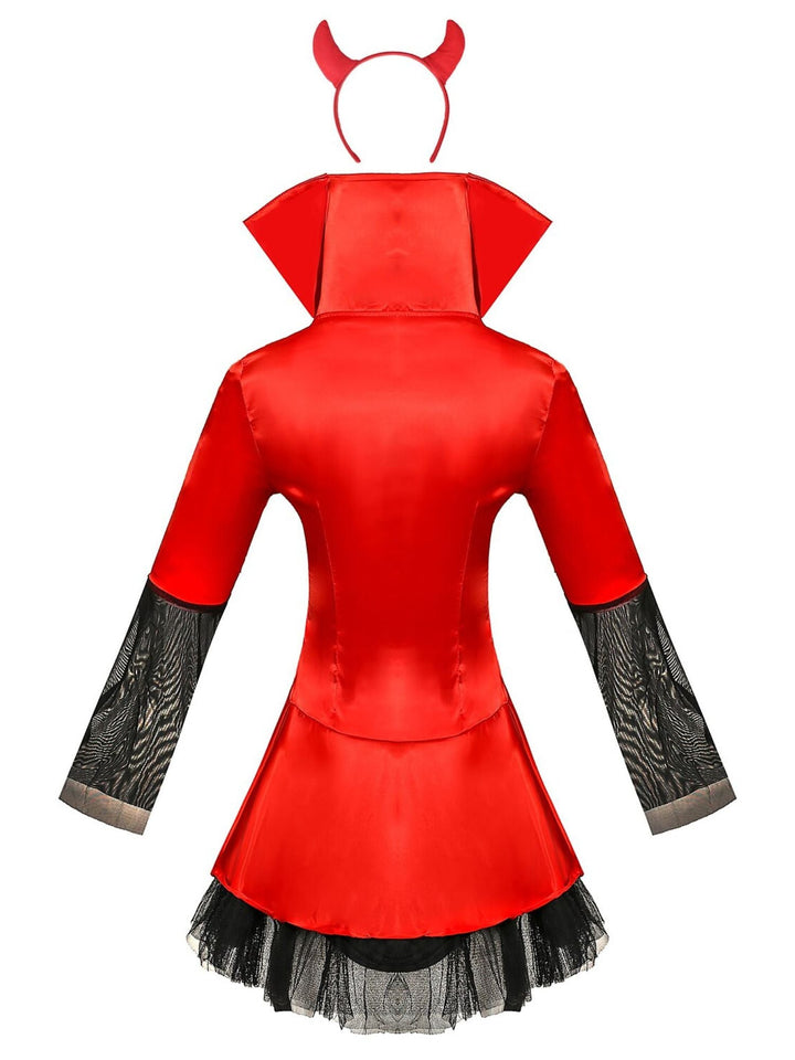 Ensemble de Robe de Costume Mini Sexy et Mignon à Bretelles et Col en V et Manches Mi-Longues pour Halloween