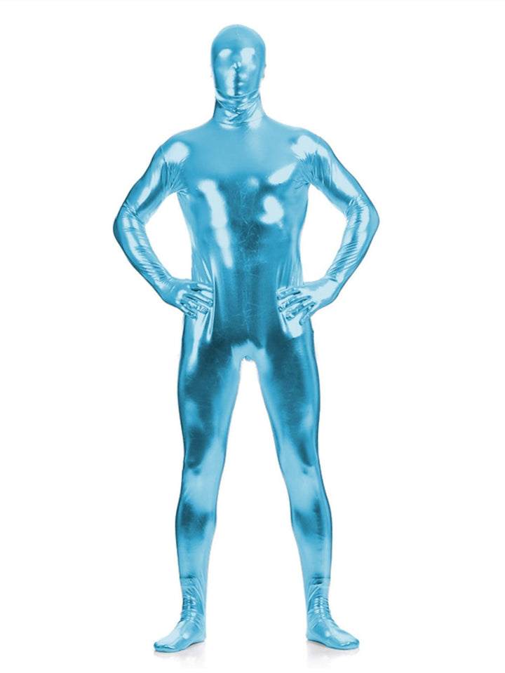 Body Sexy en Latex Scintillant de Couleur Unie pour Halloween, Costume Amusant à Haute Élasticité