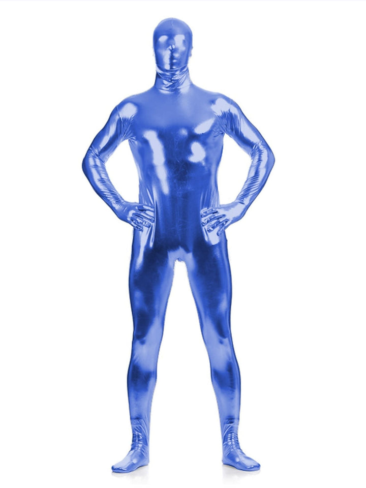 Body Sexy en Latex Scintillant de Couleur Unie pour Halloween, Costume Amusant à Haute Élasticité