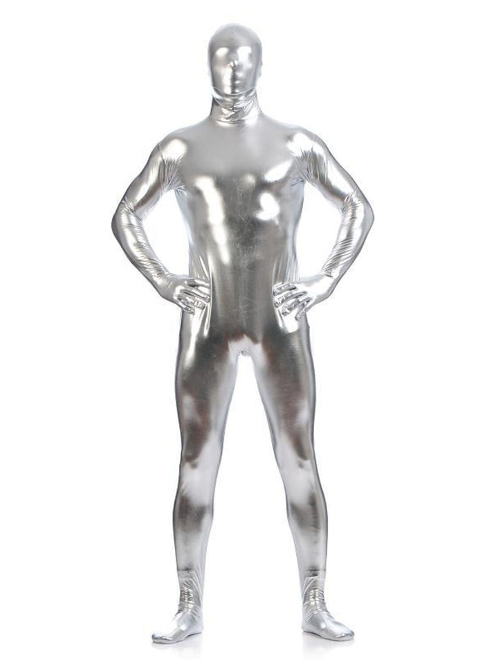 Body Sexy en Latex Scintillant de Couleur Unie pour Halloween, Costume Amusant à Haute Élasticité