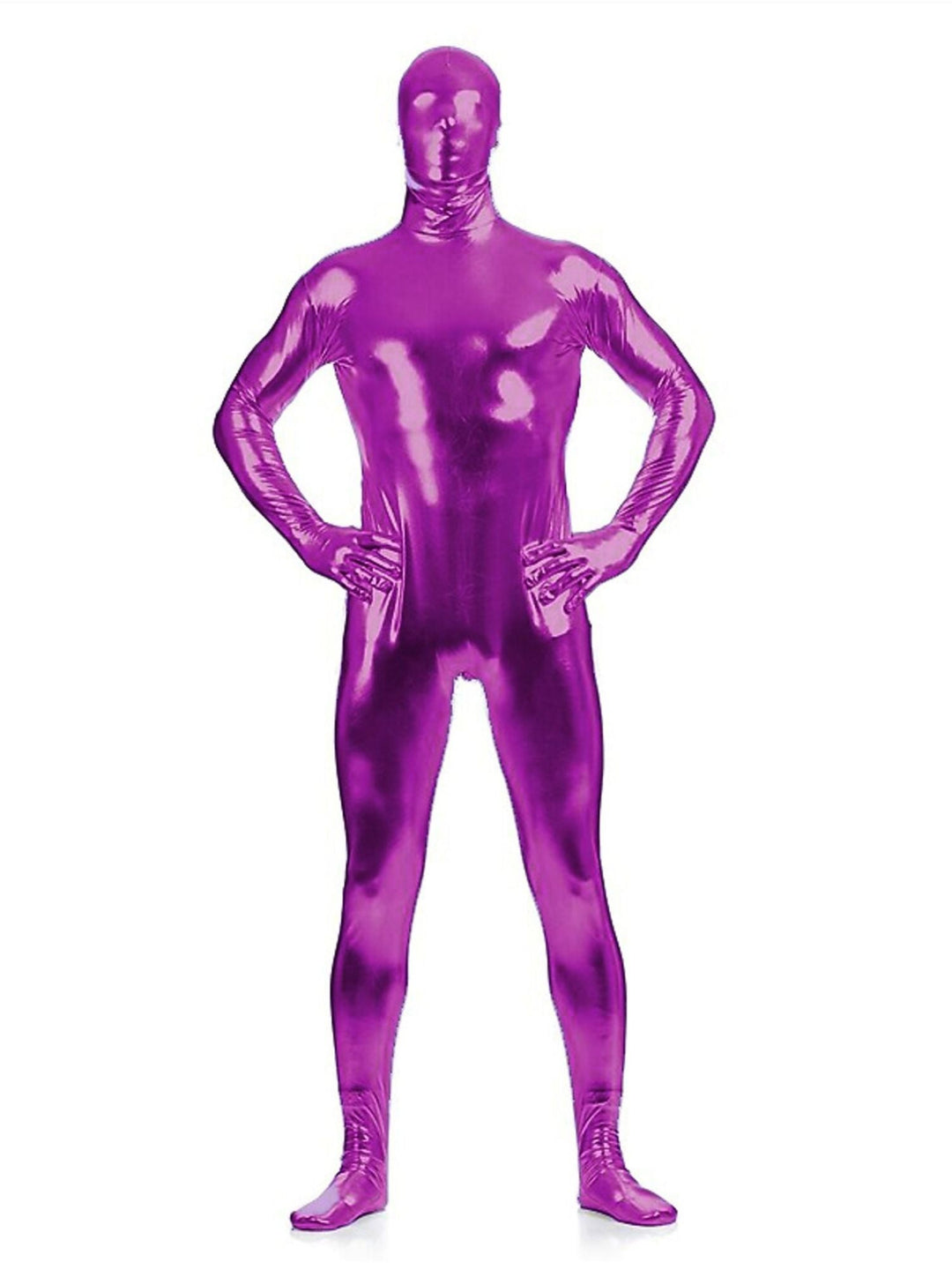 Body Sexy en Latex Scintillant de Couleur Unie pour Halloween, Costume Amusant à Haute Élasticité