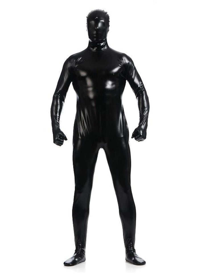 Body Sexy en Latex Scintillant de Couleur Unie pour Halloween, Costume Amusant à Haute Élasticité