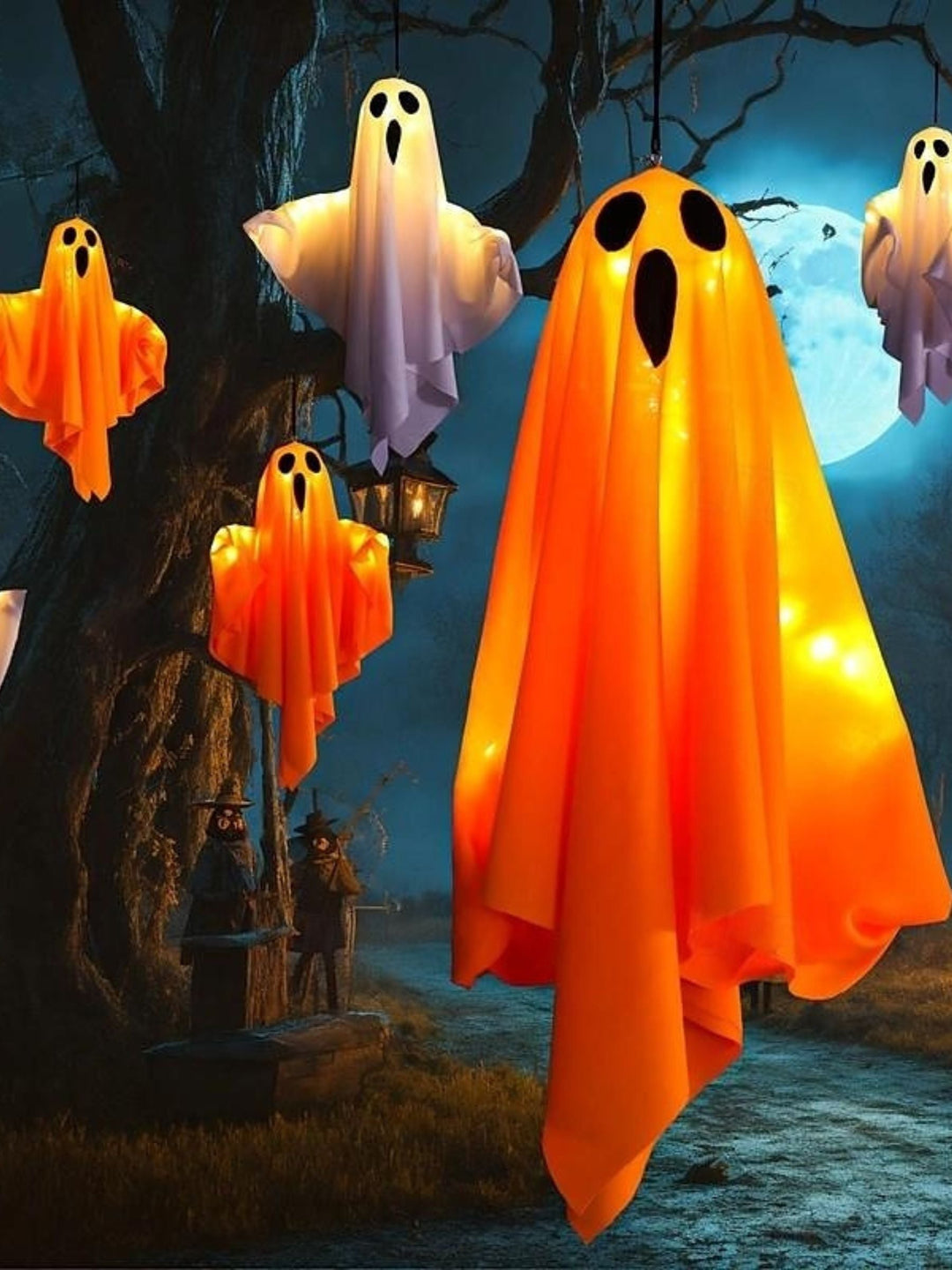 Lumière Décorative D'Ambiance à Suspendre en Forme de Fantôme pour Halloween