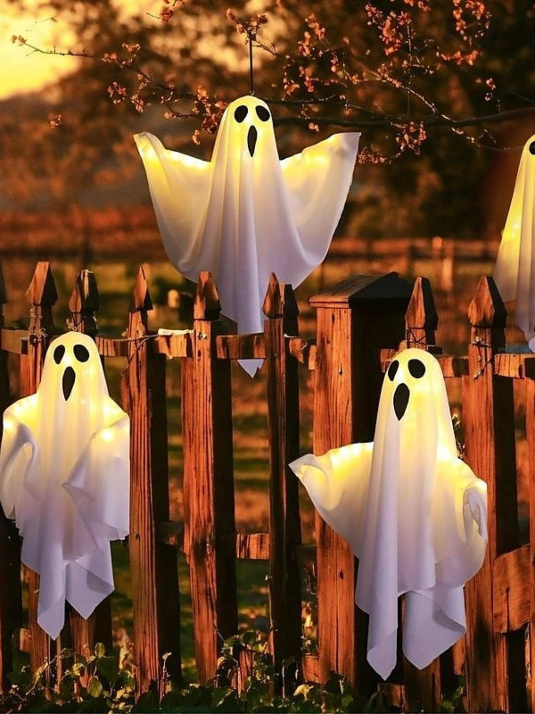 Lumière Décorative D'Ambiance à Suspendre en Forme de Fantôme pour Halloween