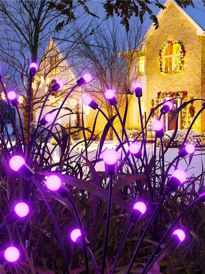 Lampes Solaires de Pelouse en Acier Inoxydable Étanches Violettes en Forme de Lucioles