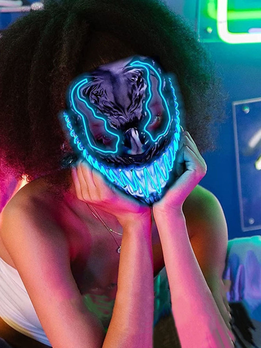 Masque de Diable Lumineux à led pour Halloween - Accessoires de Mascarade