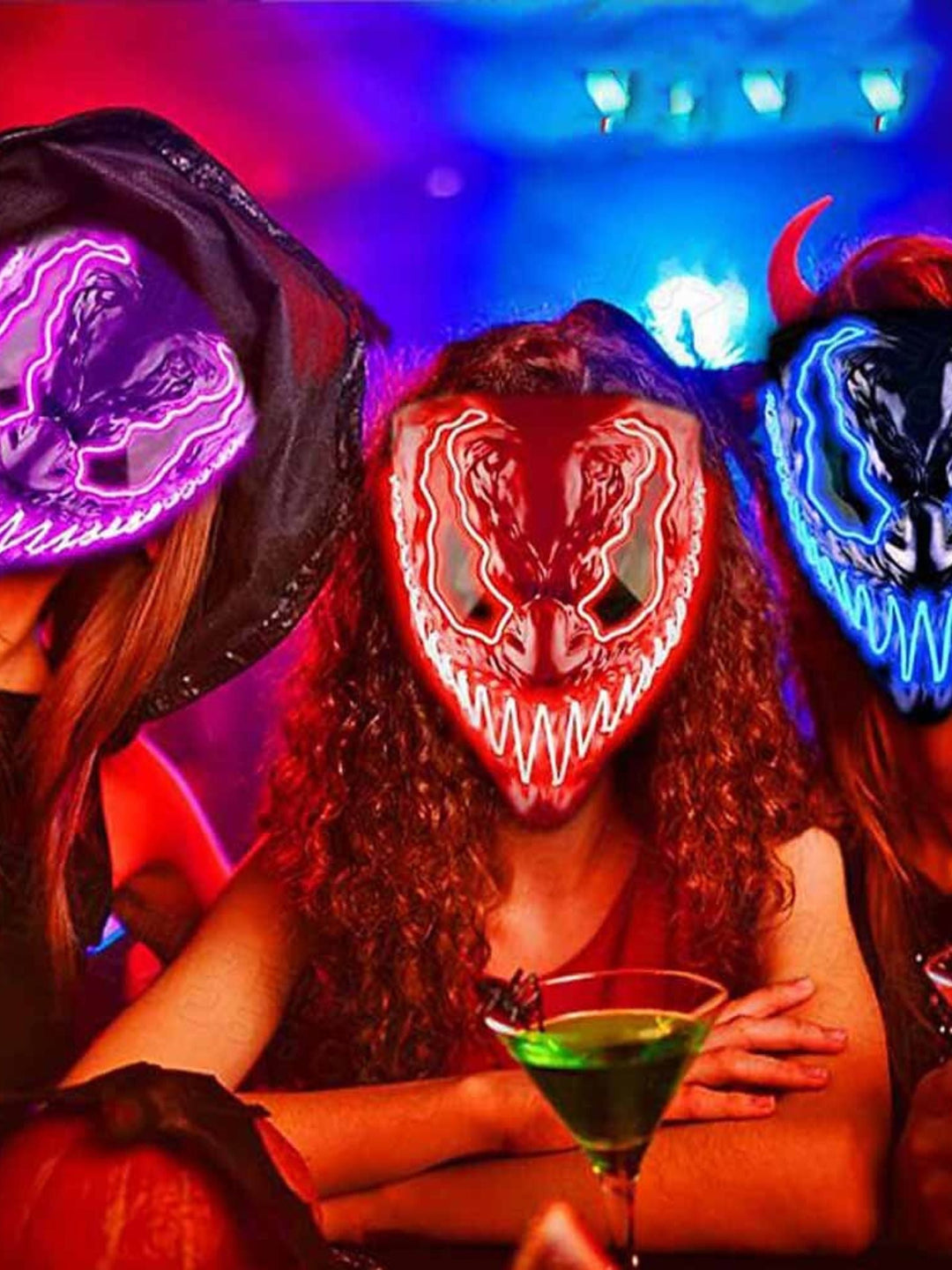 Masque de Diable Lumineux à led pour Halloween - Accessoires de Mascarade