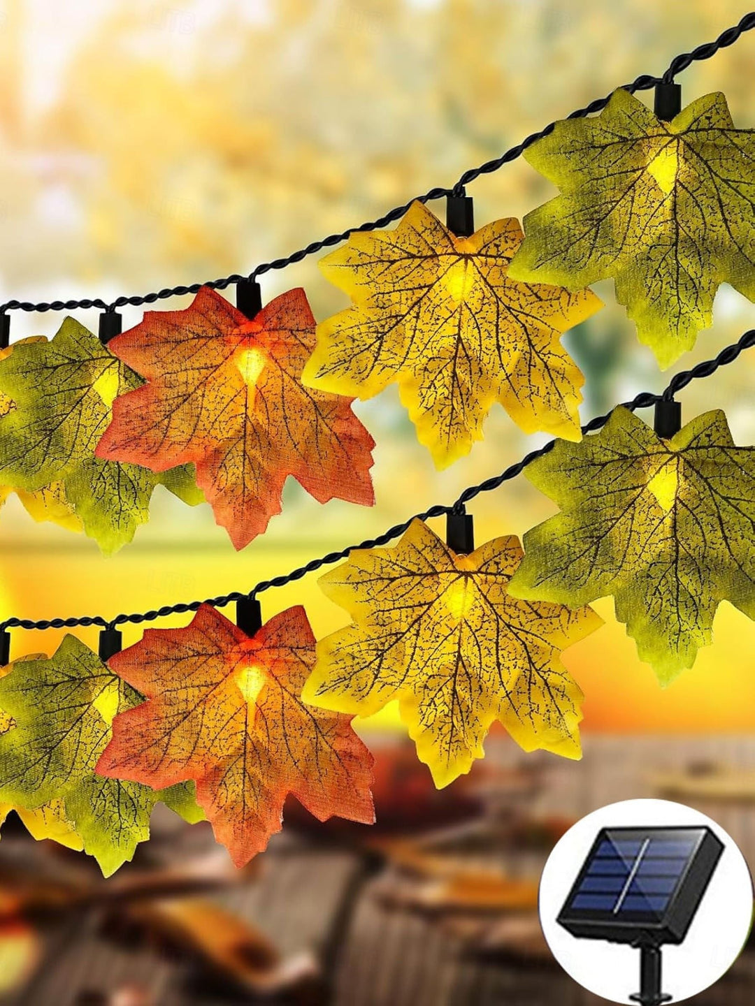 Guirlande Lumineuse D'Ambiance en Feuille D'Érable Artificielle pour Halloween/Automne