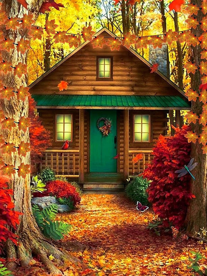 Guirlande Lumineuse D'Ambiance en Feuille D'Érable Artificielle pour Halloween/Automne