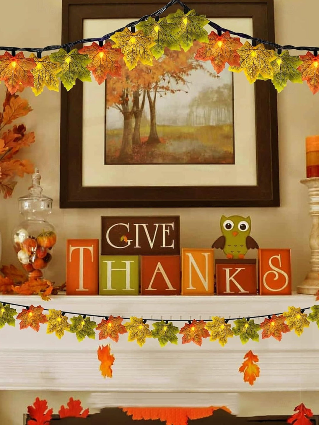 Guirlande Lumineuse D'Ambiance en Feuille D'Érable Artificielle pour Halloween/Automne