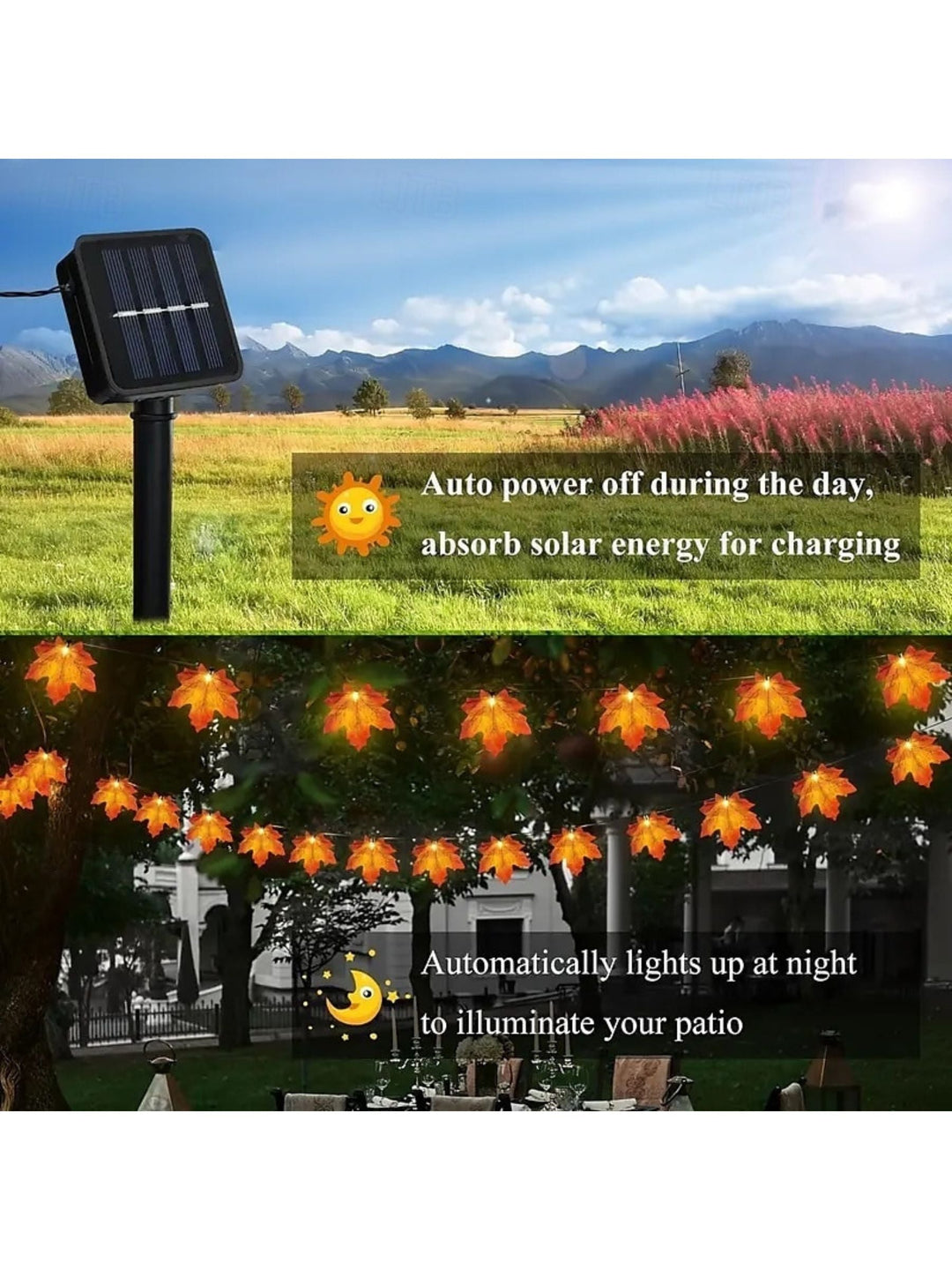 Guirlande Lumineuse D'Ambiance en Feuille D'Érable Artificielle pour Halloween/Automne