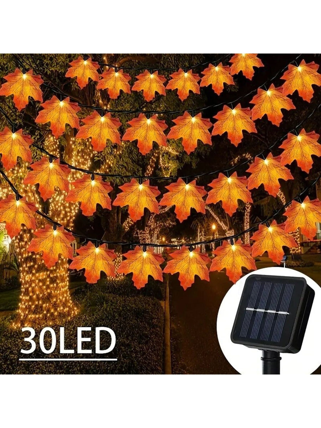 Guirlande Lumineuse D'Ambiance en Feuille D'Érable Artificielle pour Halloween/Automne