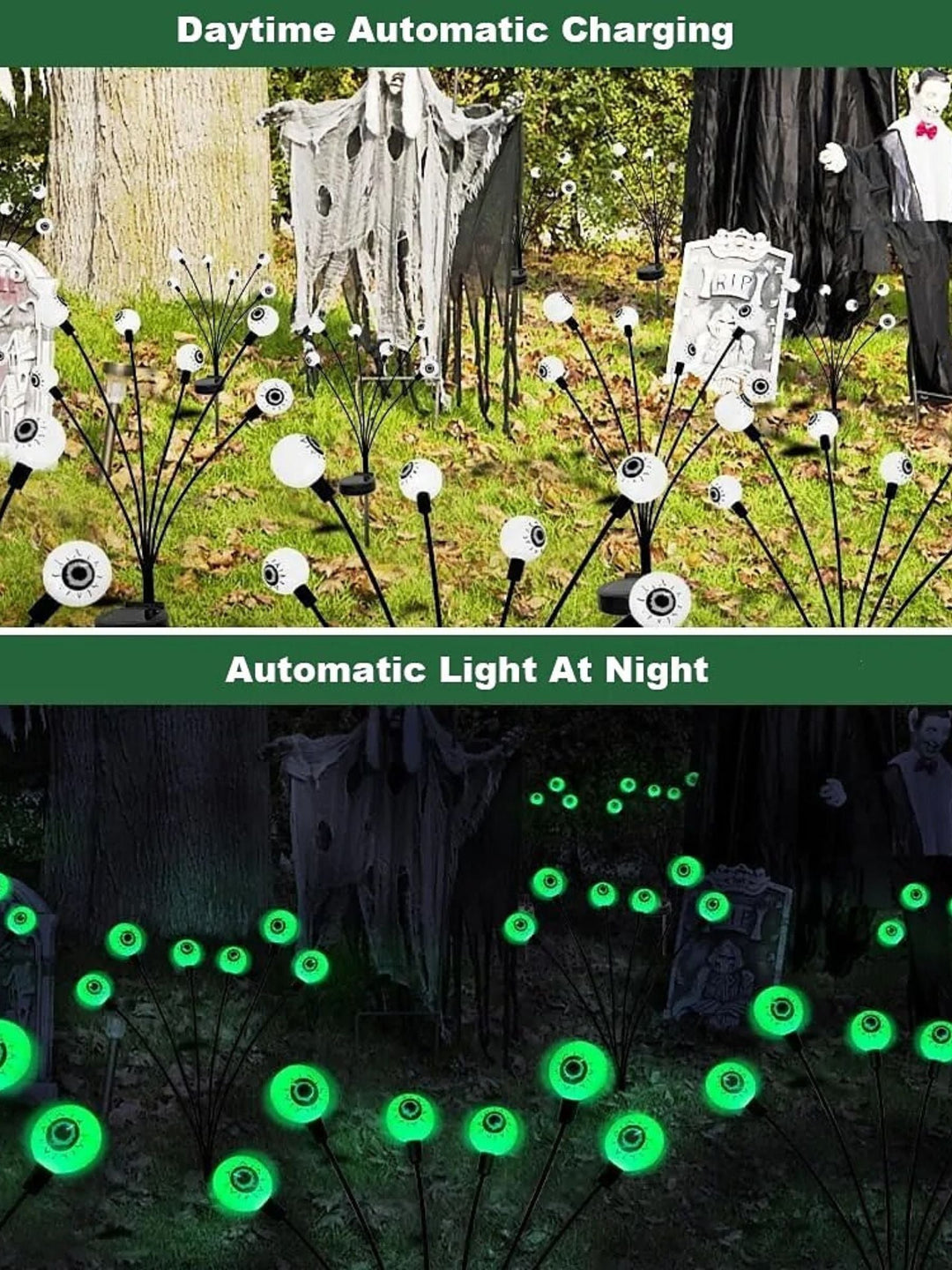 Lumières D'Ambiance D'Horreur de Globe Oculaire de Fantôme de Luciole Verte D'Halloween