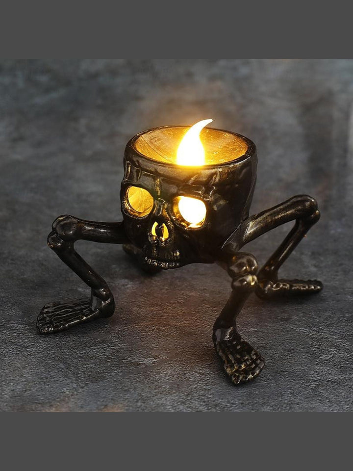 Bougie led Vintage Squelette pour Halloween - Lumière D'Ambiance