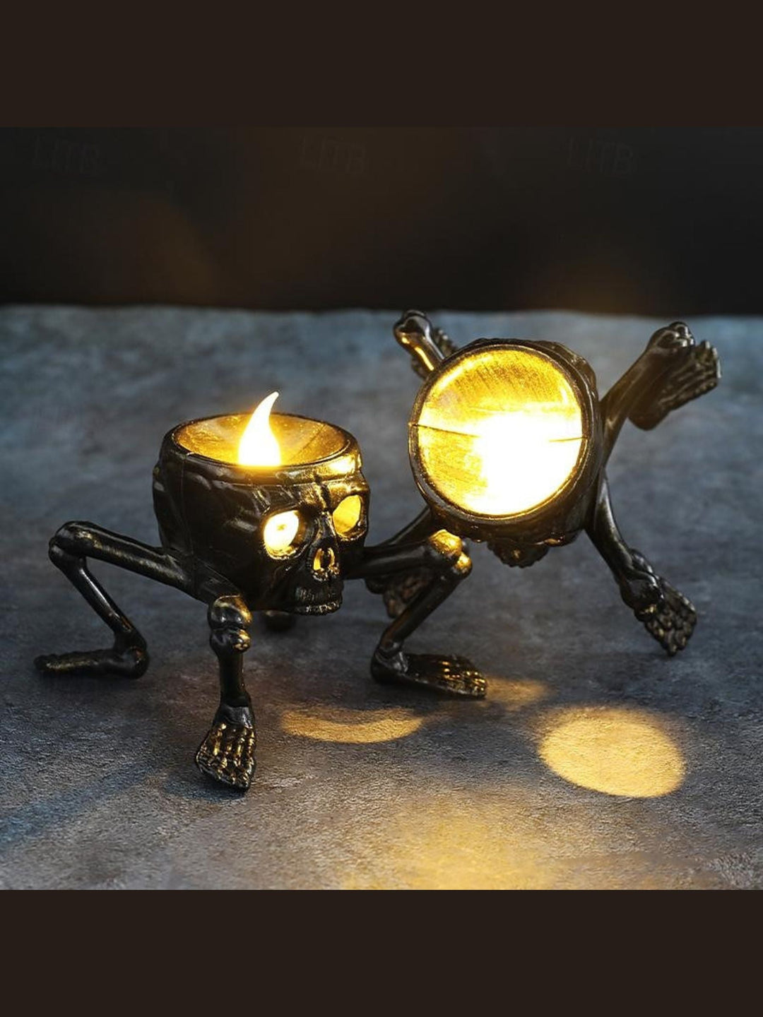 Bougie led Vintage Squelette pour Halloween - Lumière D'Ambiance