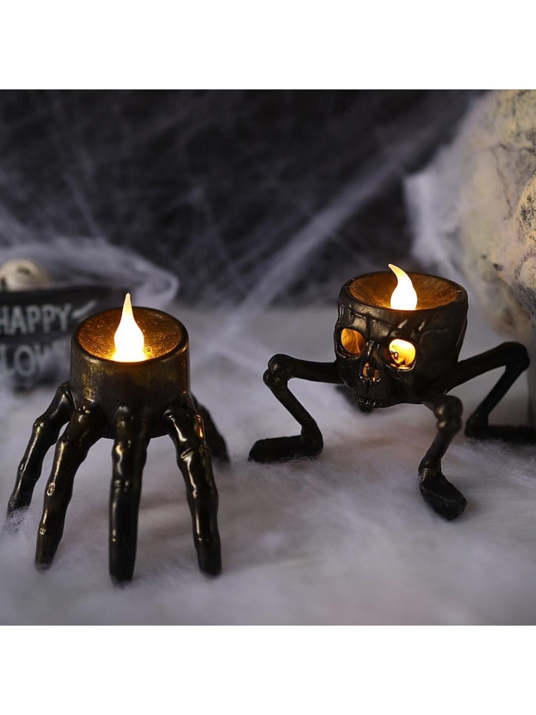 Bougie led Vintage Squelette pour Halloween - Lumière D'Ambiance