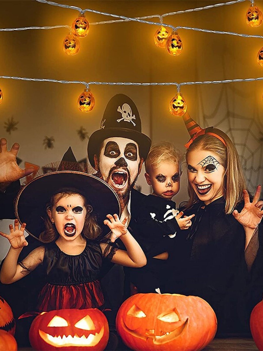 Guirlande Lumineuse D'Ambiance pour Décoration D'Intérieur en Forme de Citrouille D'Halloween