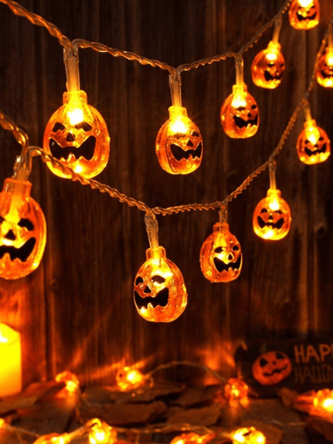 Guirlande Lumineuse D'Ambiance pour Décoration D'Intérieur en Forme de Citrouille D'Halloween
