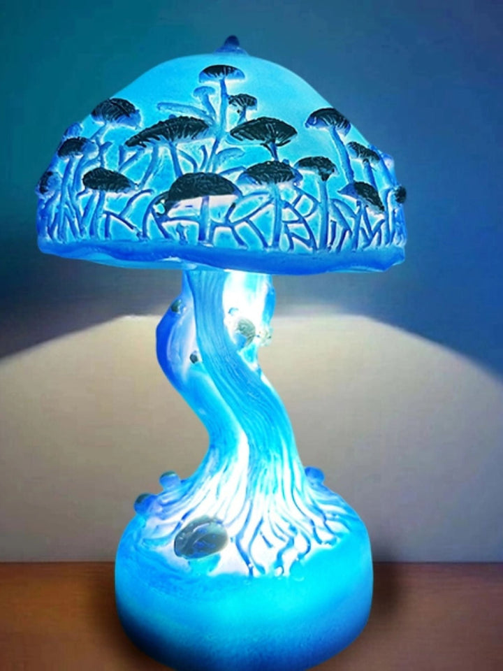 Veilleuse en Forme de Champignon en Vitrail Imitation Exquise pour Halloween