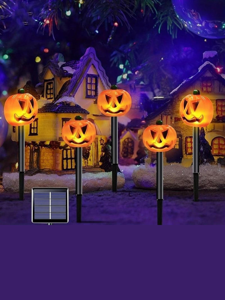 Lanterne Solaire de Décoration D'Horreur avec Tête de Mort et Citrouille pour Halloween