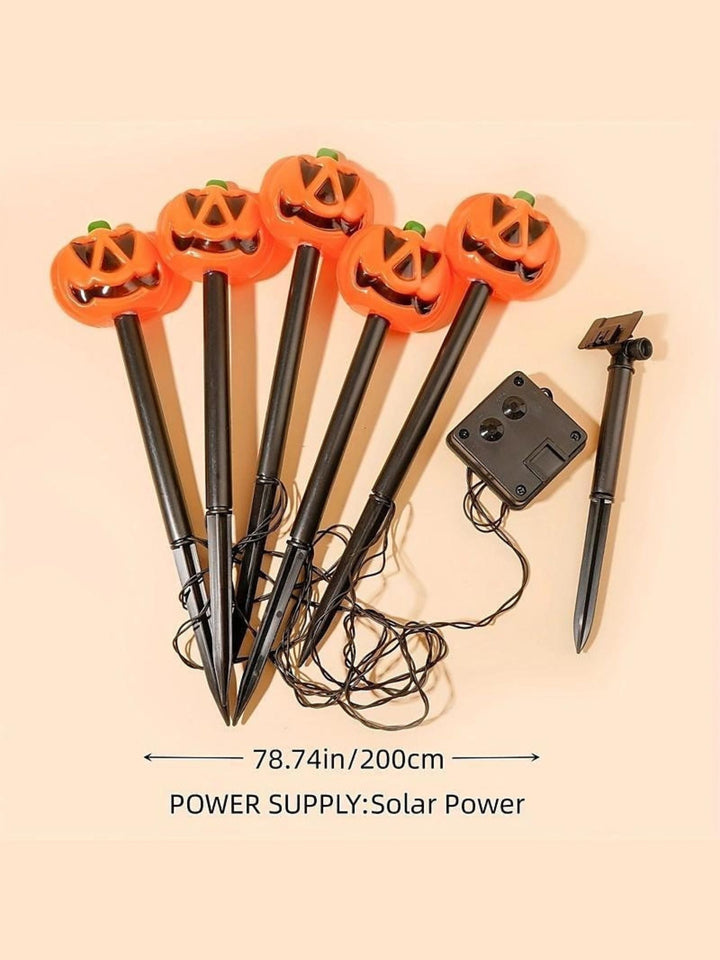 Lanterne Solaire de Décoration D'Horreur avec Tête de Mort et Citrouille pour Halloween