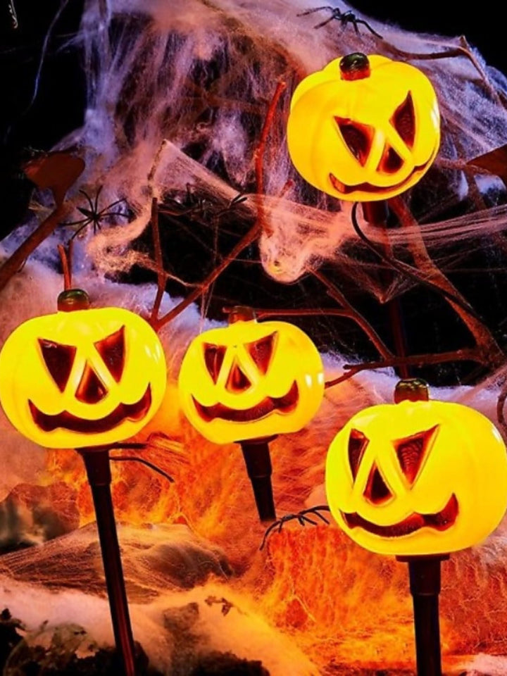 Lanterne Solaire de Décoration D'Horreur avec Tête de Mort et Citrouille pour Halloween