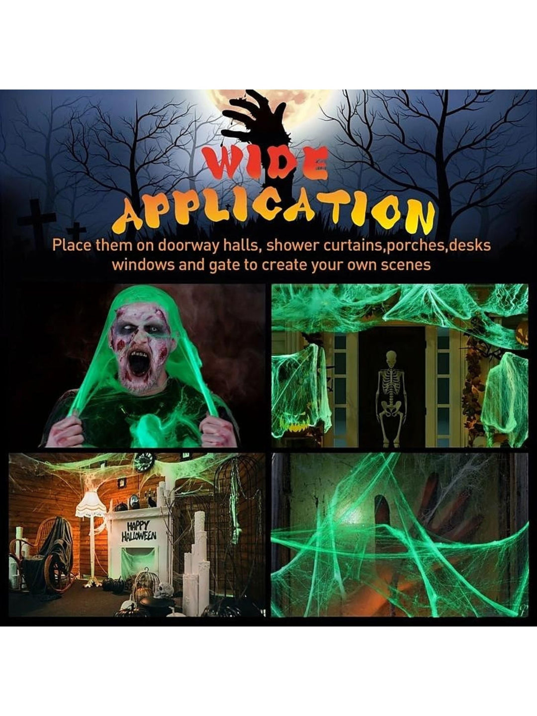 Toiles D'Araignée Extensibles Blanches Phosphorescentes pour Halloween, Accessoires de Décoration pour Fête Masquée