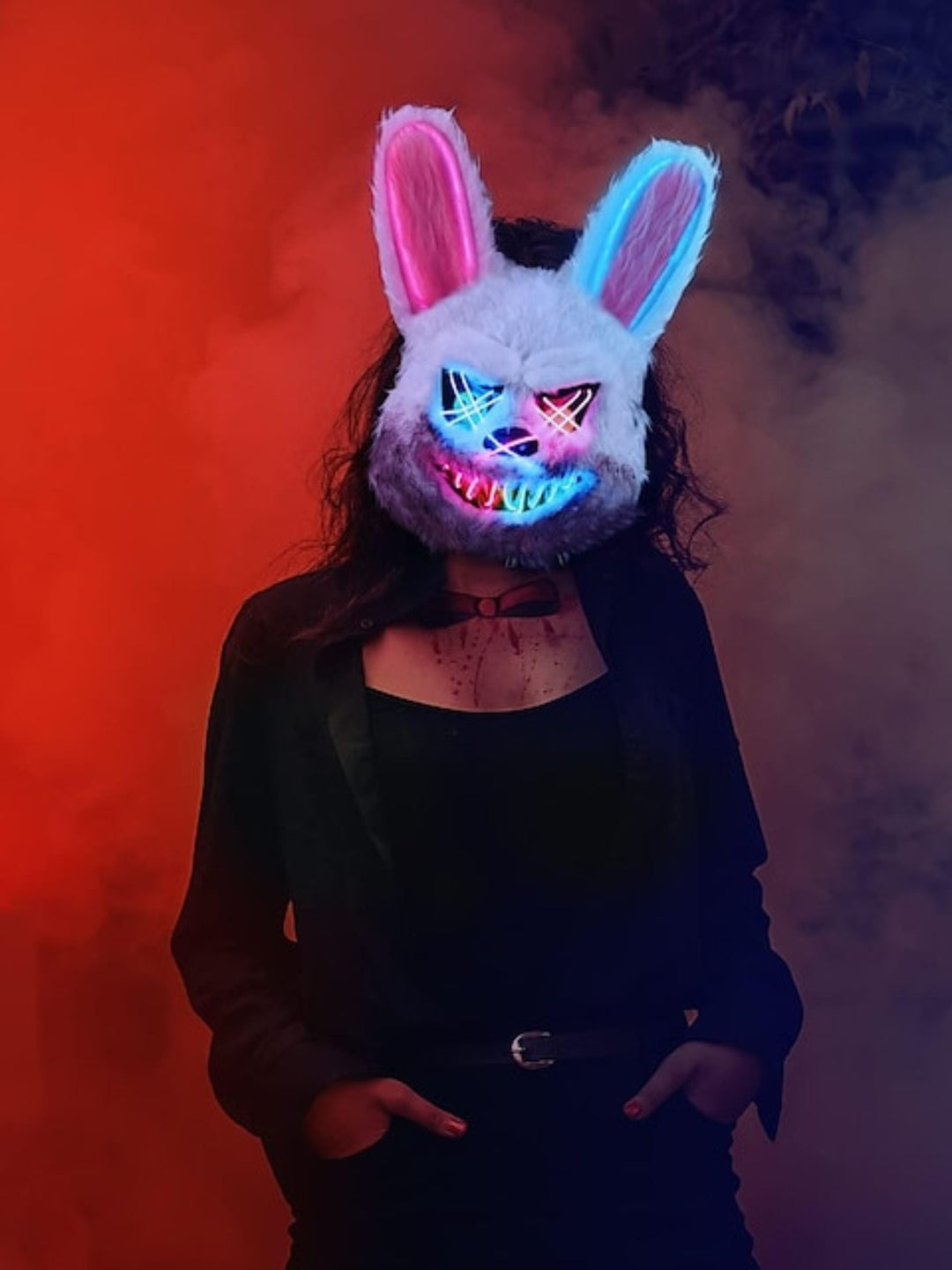 Masque Lumineux en Peluche Effrayant de Dessin Animé D'Halloween