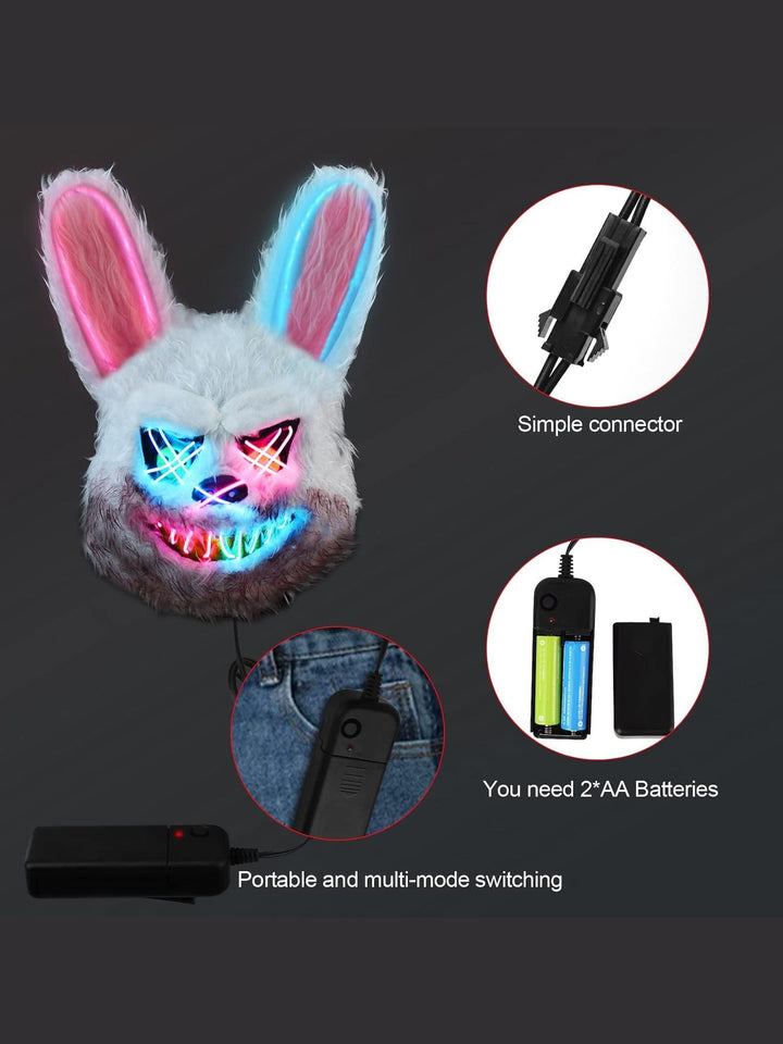 Masque Lumineux en Peluche Effrayant de Dessin Animé D'Halloween