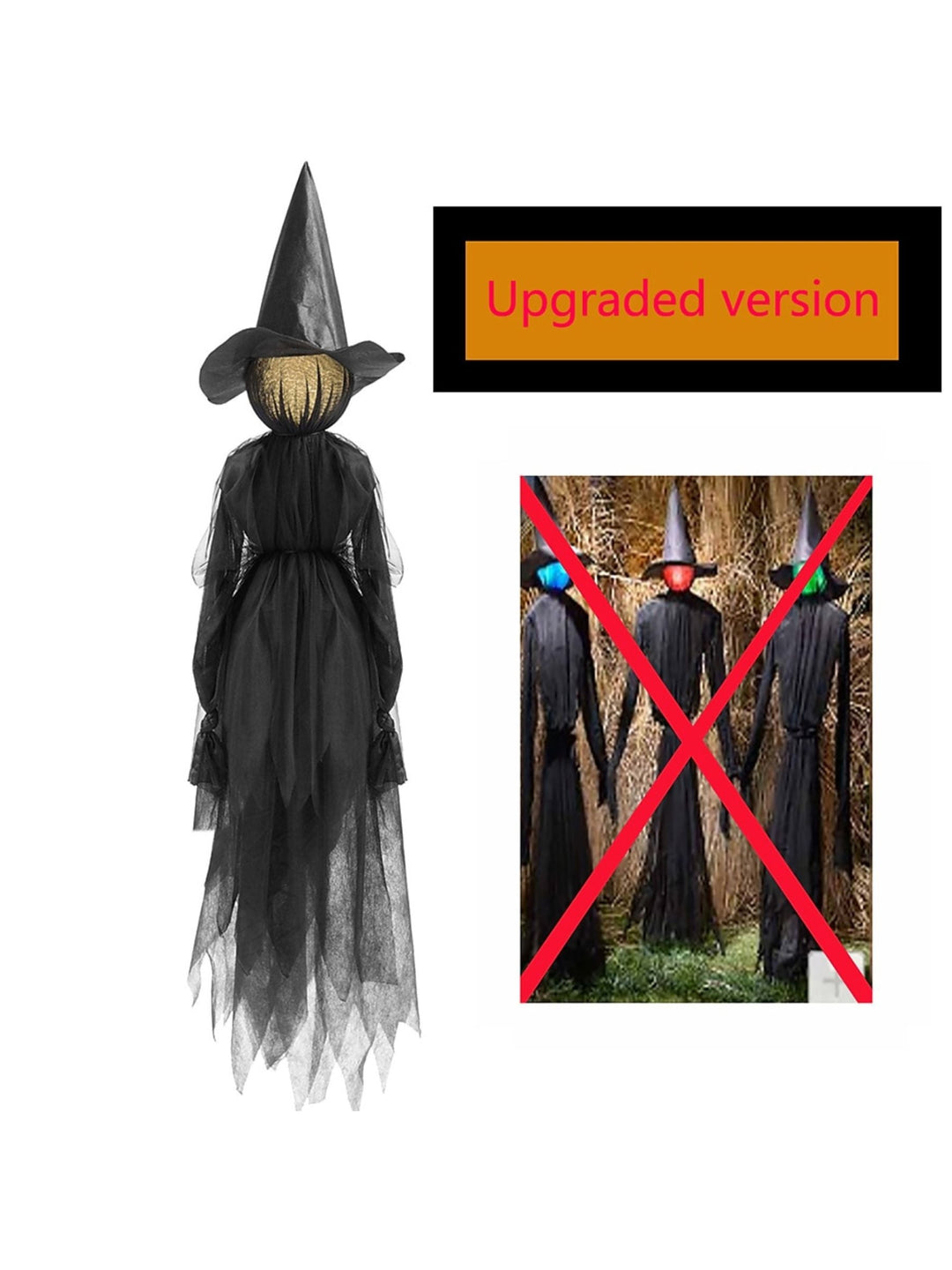 Décoration Suspendue Effrayante à Dégradé Coloré pour Halloween, Sorcière, Fantôme, Commande Vocale