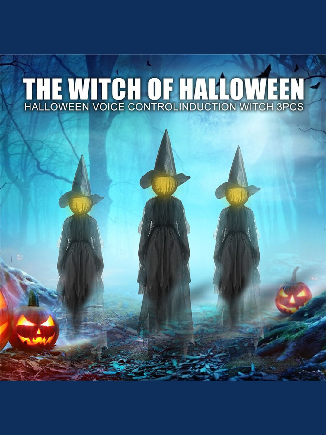 Décoration Suspendue Effrayante à Dégradé Coloré pour Halloween, Sorcière, Fantôme, Commande Vocale