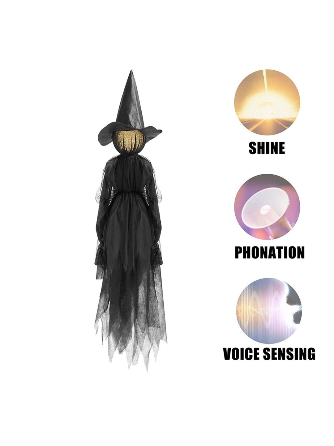 Décoration Suspendue Effrayante à Dégradé Coloré pour Halloween, Sorcière, Fantôme, Commande Vocale