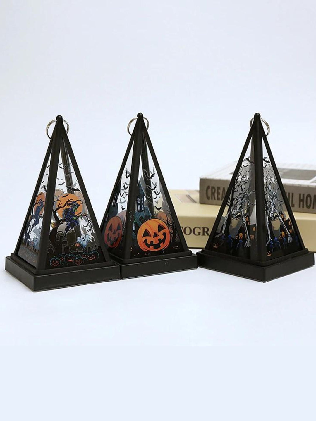 Lanterne Décorative à led Suspendue en Forme de Crâne de Château Triangulaire Vintage pour Halloween