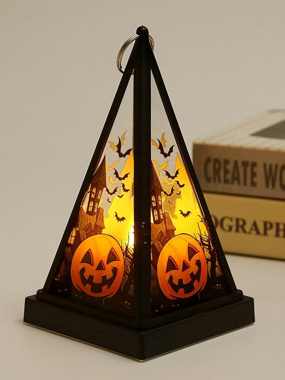 Lanterne Décorative à led Suspendue en Forme de Crâne de Château Triangulaire Vintage pour Halloween
